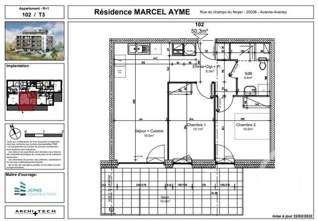 Appartement T3 à louer - 3 pièces - 50.3 m2 - AVANNE AVENEY - 25 - FRANCHE-COMTE - Century 21 Avenir Immobilier